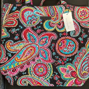 Vera Bradley Colorful Paisley Tote Bag - Black and Pink